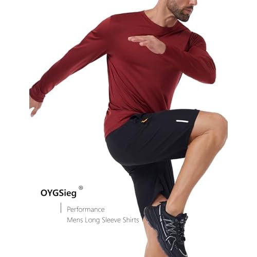 6 Pack Men's Quick Dry Long Sleeve Shirts UPF 50+ UV Sun Protection SPF Shirt Moisture Wicking T-Shirt for Casual Workout