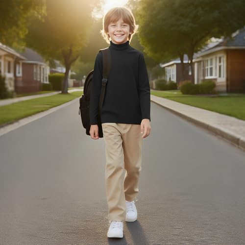 QBK Boys Turtleneck Long Sleeve Thermal Turtle Neck Sweater for Kids 4T-16 Years Soft Warm Under Shirts