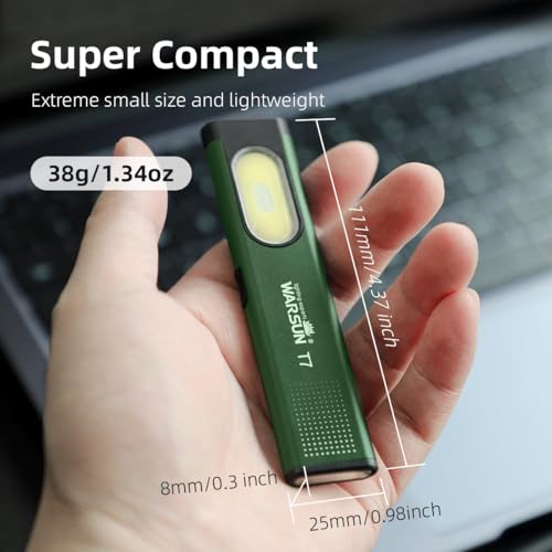 WARSUN Compact Multi-Mode Pocket LED Flashlight - 675LM, USB-C Rechargeable, IPX4, Dual Material, Red/Blue Strobe, for Everyday Carry & Travel