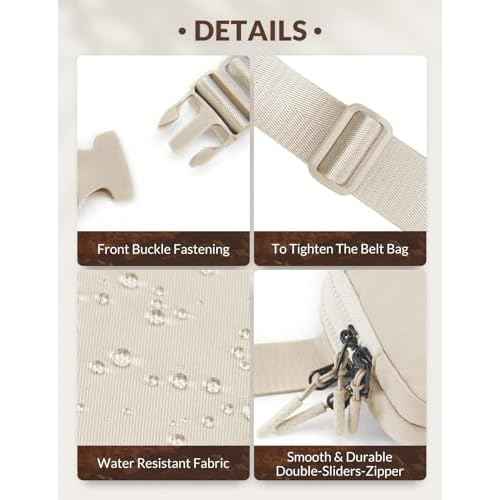 BALEAF Belt Bag Women Fanny Packs Crossbody Fashion Waist Pack Water Resistant Adjustable Strap 2L Off White