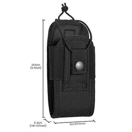 Tactical Radio Holder Radio Holster Molle Radio Pouch Universal Radio Case Military Heavy Duty Radio Bag for Police Firefighter Two Ways Walkie Talkies Vest (Black-small)