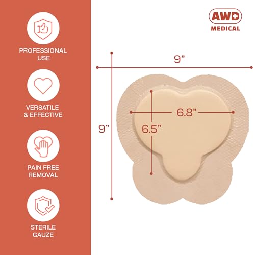 Sacrum Silicone Foam Wound Dressing 9x9 Inch Pack of 5 - Border Medical Gauze