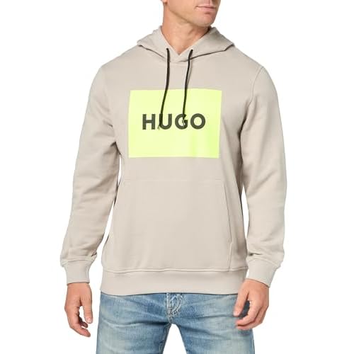 HUGO Men's Regular Fit Square Logo Hooded Jersey Sweatshirt