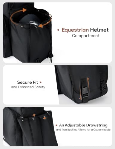 FitsT4 Sports Equestrian Boot Bag with Helmet Storage Black
