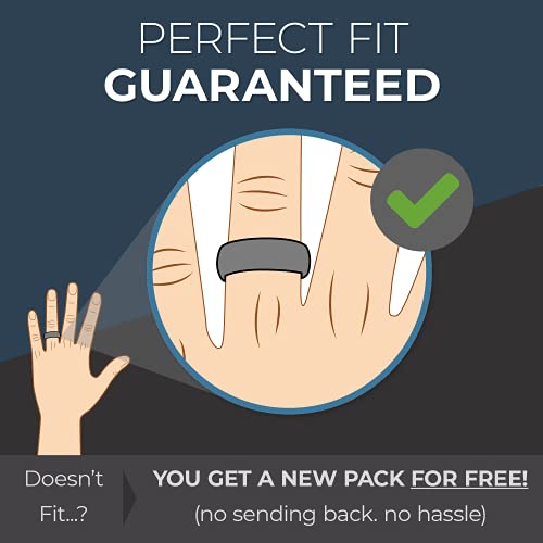 ThunderFit Silicone Wedding Rings for Men - 2 Layers Beveled Breathable 8.2mm Wide 2.5mm Thick - Pack Charcoal Black & Red / Charcoal Black & Grey