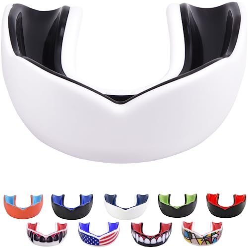 Pro Mouth Guard for Sports Adults - White/Black, MMA, Football, Boxing