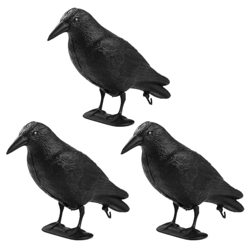 Plastic Crow Decoy with Stake for Hunting and Bird Attracting - Realistic Full Body Design