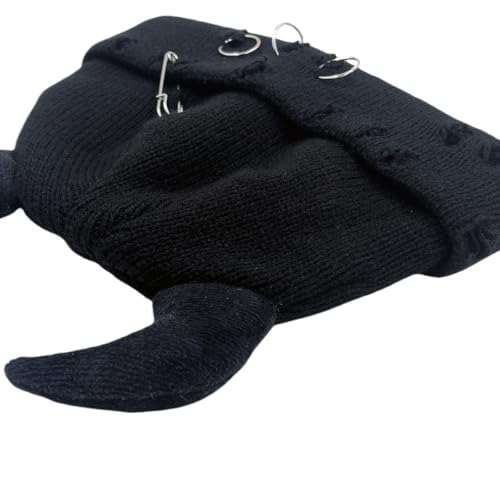 Gothic Devil Horn Knitted Beanies for Women Men Y2K Funny Crochet Skull Hat Warm Winter Cap Halloween Accessories