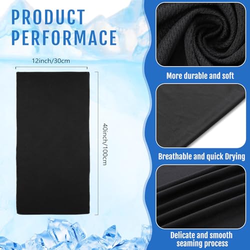 Hosuly 6 Pack Cooling Towels 40x12 Inches - Black Neck Wraps for Hot Weather
