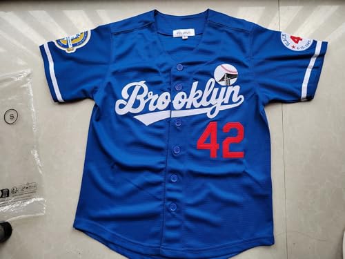 Youth Black Legend Baseball Jersey #42 Stitched Boys Sports Uniform Blue Medium