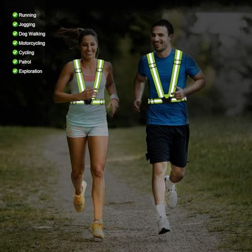 Reflective Vest Running Gear, 2Pack High Visible Safety VES for Cycling Jogging Running Walking, Adjustable for Men Women Kids