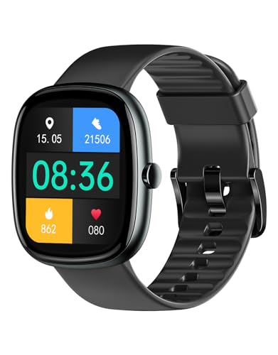 Cloudpoem Black Fitness Tracker Watch - No Bluetooth or Phone Needed, 1.8" Screen