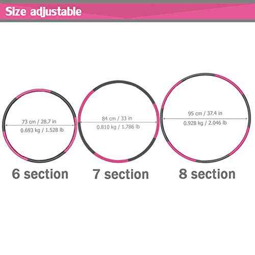 Auoxer Fitness Exercise Weighted Hoop, Detachable and Size Adjustable Design, Lose Weight Fast by Fun Way, Fat Burning Healthy Model Sports Life