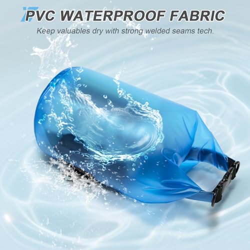 Waterproof Dry Bag for Kayaking 5L/10L with Blue Variation - Roll Top Waterproof Storage for Swimming Camping Boating