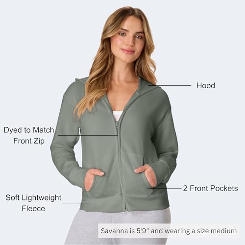Hanes Women's EcoSmart Fleece Quarter Zip Pullover - Stonewashed Green, Medium