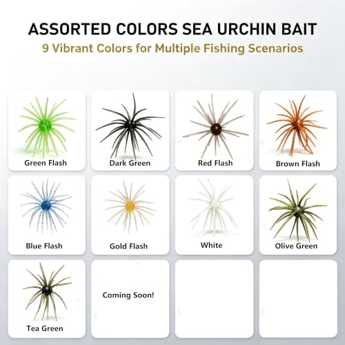 Dark Green Sea Urchin Bait for Bass Fishing Lures 4.3In - Pack of 6