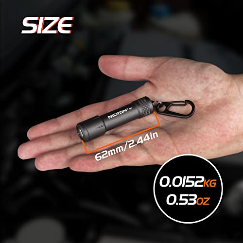 NICRON Mini LED Keychain Flashlight Gray with AAA Battery, Waterproof & Compact