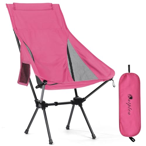 Large Pink High Back Camping Chair - Portable Outdoor Folding Seat