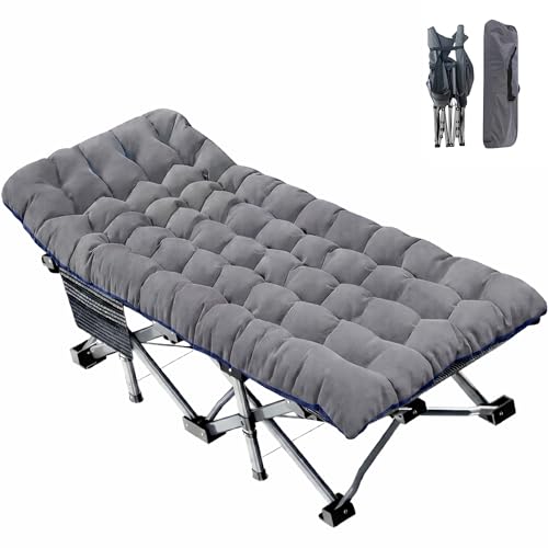 Oversized Camping Cot with Mattress Pad - Mist Variant, 78x32in, Heavy Duty Support