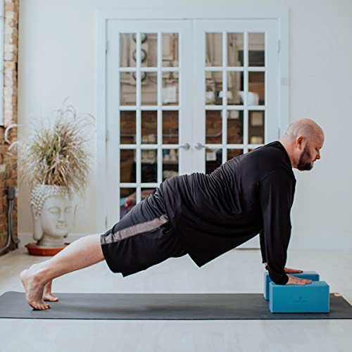 Blue Large Foam Yoga Block - Extra Large Support Beveled Edges for Taller or Less Flexible Yogis