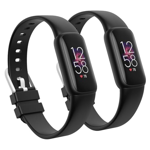 Waterproof Fitbit Luxe Watch Bands for Women Men - Black, Large 6.7-8.3 Inch