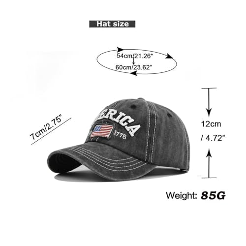 Men's Baseball Cap Unisex American Flag Trucker Hat Black One Size