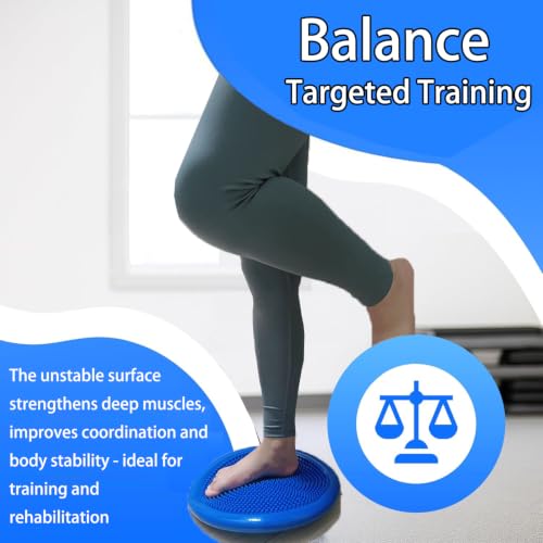Wobble Cushion Balance Disc with Pump - Non-Toxic Anti-Slip Seat for Focus & Core Exercise