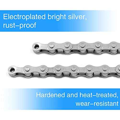 Waziaqoc Single Speed Bike Chain 1/2" x 1/8" Inch 114 Links, Carbon Steel Bicycle Chain 1 Speed
