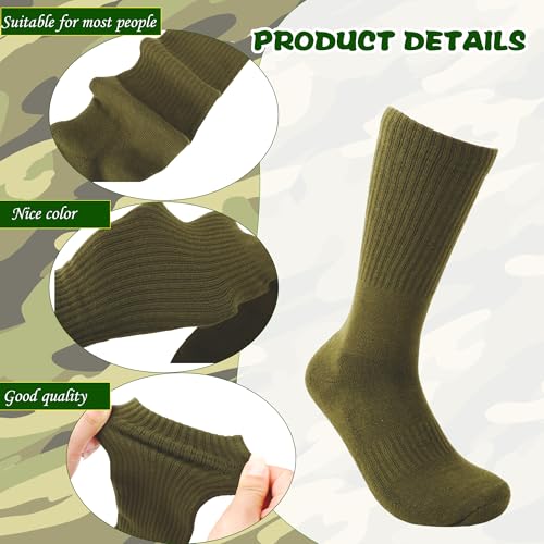 Men's Military Socks Green 10 Pairs Crew Boot Socks for Soldiers & Outdoor Activities - Skyebed