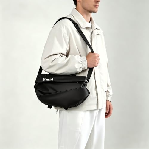 Monoki Waterproof Black Crossbody Sling Bag for Men & Women, Large Capacity