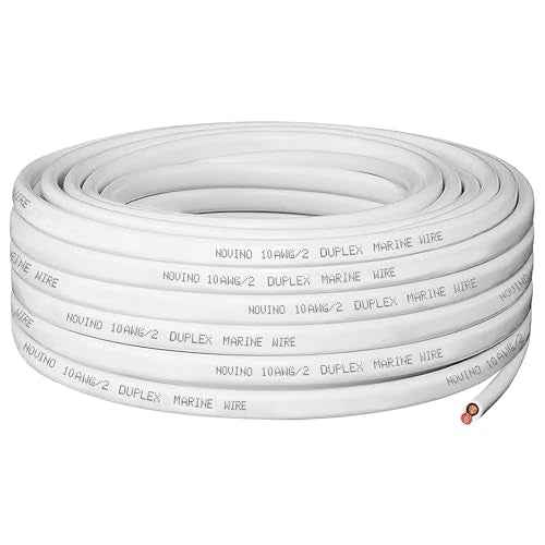 10 Gauge Marine Wire,10 AWG 30ft Duplex Marine Grade Wire Tinned Copper Oxygen-Free Insulated Red& Black Electrical Cable for Boat/Automotive/RV/Camper/Trailer