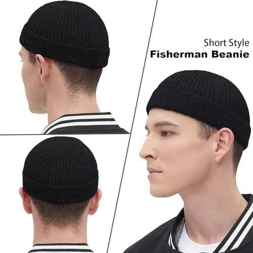Fisherman Beanie Hats for Men Women,Wool Knit Trawler Skull Cap,Watch Cap,Spring Fall Winter Warm Short Hats