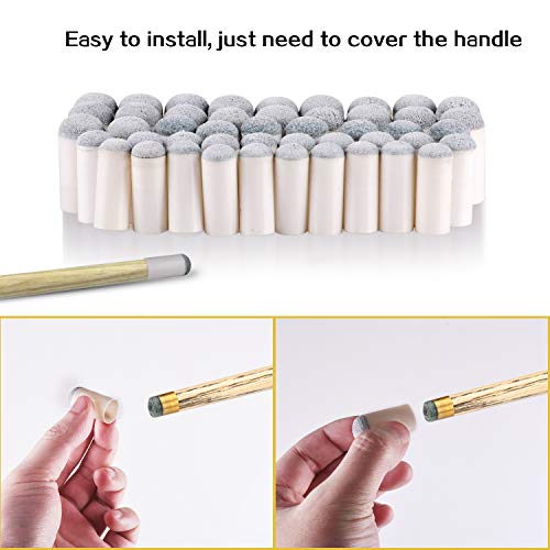 Pool Cue Tips 50 Pieces Slip-On Replacement Billiard Tip Set 4 Sizes
