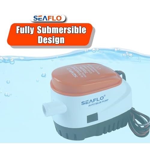 SEAFLO 06 Series Automatic Submersible Bilge Pump - 750GPH, 12V, 3/4" Outlet, 4-Year Warranty! All-in-One Pump and Float Switch, Snap-Off Strainer, Compact for Marine Boat Yacht, CE Rohs Certified