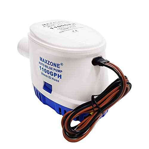 Automatic Submersible Boat Bilge Water Pump 12v 1100gph Auto with Float Switch, 1-1/8" Outlet, Compact Marine Boat Yacht