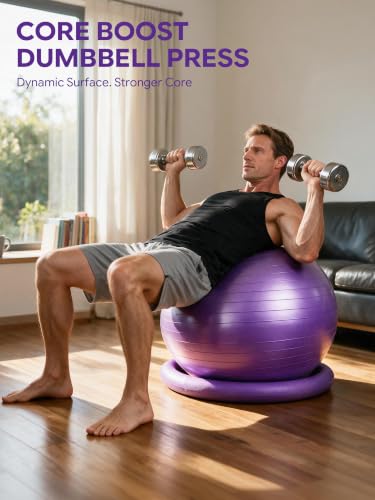 26-Inch Anti-Burst Pregnancy Exercise Ball with Non-Slip Base BPA-Free PVC