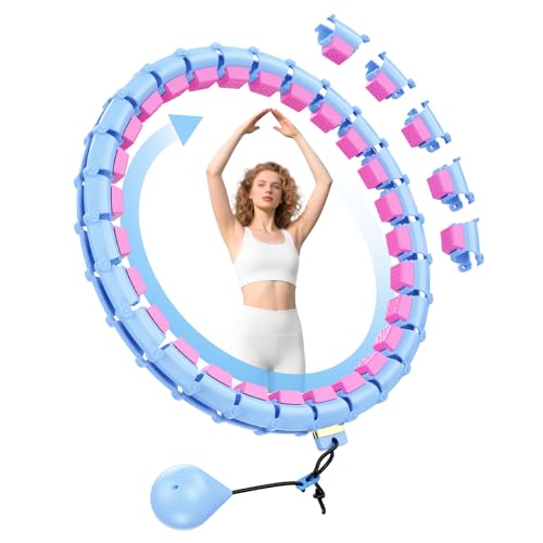 65 Inch Adjustable Weighted Hula Detachable Hoop for Adults Weight Loss, Plus Size Quiet Infinity Fitness Hoop with 32 Links, Non-Drop Funny Smart Exercise Hoops for Women and Beginners