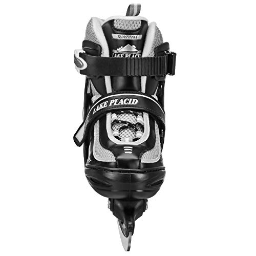 Adjustable Youth Ice Skates for Kids - Lake Placid Summit, Black/White, Large (5-8)