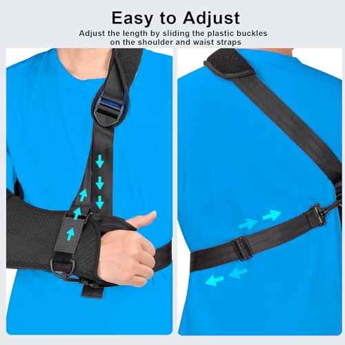 Adult Arm Sling Shoulder Immobilizer with Waist Strap Sling for Arm Shoulder Elbow Wrist Injury Torn Rotator Cuff Support Broken & Fractured Bones Fits for Left Right Arm Women Men