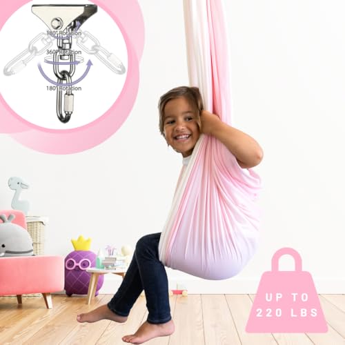 Kids & Adult Sensory Swing Reversible Cuddle Chair - Light Pink/Ivory