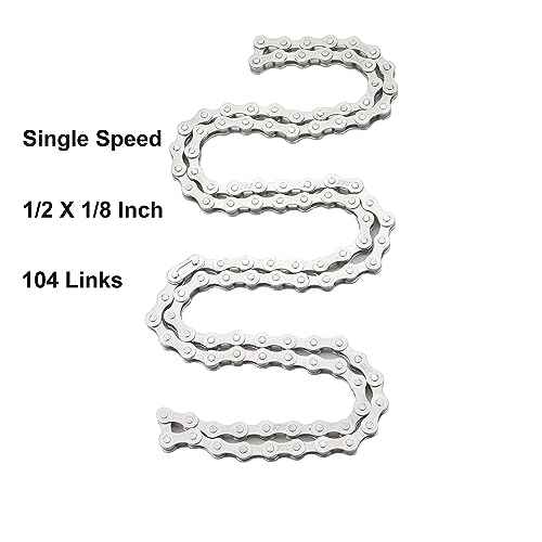 WEEROCK Bike Chain Single Speed 1 Speed Bicycle Chains 1/2" x 1/8" x 104 Links