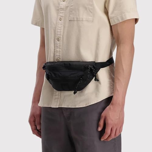 Topo Designs Mountain Waist Pack, Hip Bag, 100% Recycled Nylon Construction, 2L capacity, YKK Zips (Black/Black)