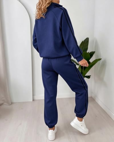 Women's Sweatsuits 2 Piece Lounge Sets - Large Dark Blue