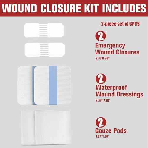 Emergency Wound Closure Strips - Dotodo 2PCS Laceration Closure Kit - Sutures Butterfly Bandaids | Stretchable & Shrinks Back to Close The Cut£¨Patented Product£©