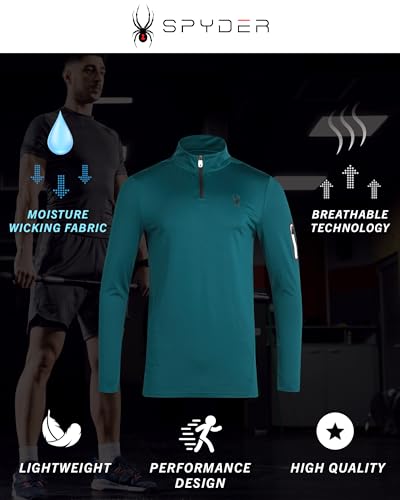 Men's Quarter Zip Athletic Pullover - Moisture Wicking, Size Medium - Spearmint