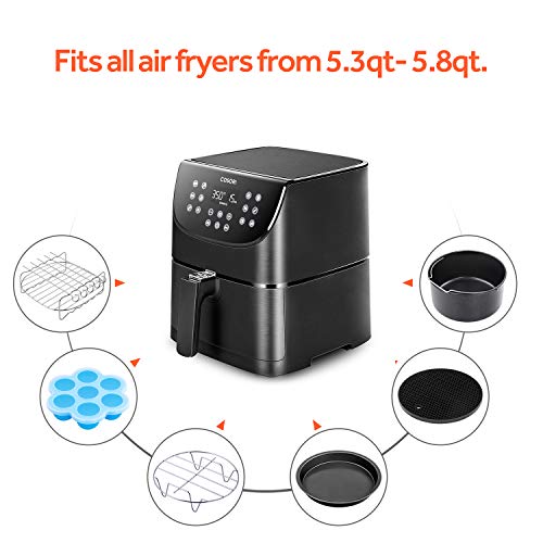 Cosori 5.8 Qt Air Fryer Accessories Set Gray & Red - 6-Piece for Most 5 Qt+ Ovens