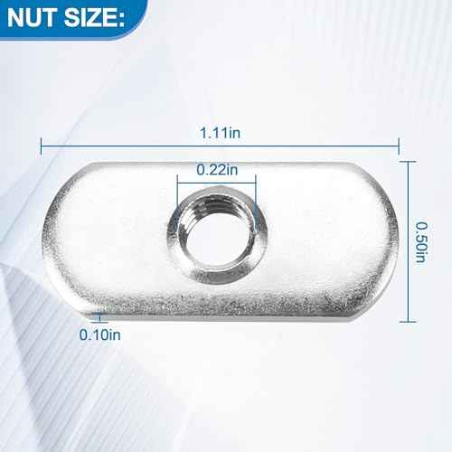 Kayak Track Nuts, T Nut for T Track/Rail, 1/2" Wide, 1/4-20 Threads, Kayak Fishing Accessories Hardware Screws T-Slot Nut 6 Pack