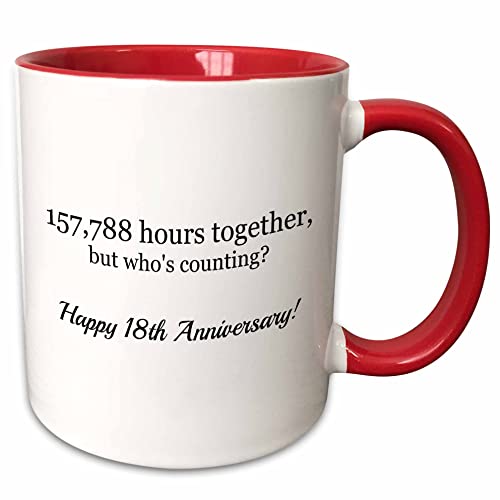 18th Anniversary Coffee Mug - 11oz Two-Tone Red Ceramic Cup