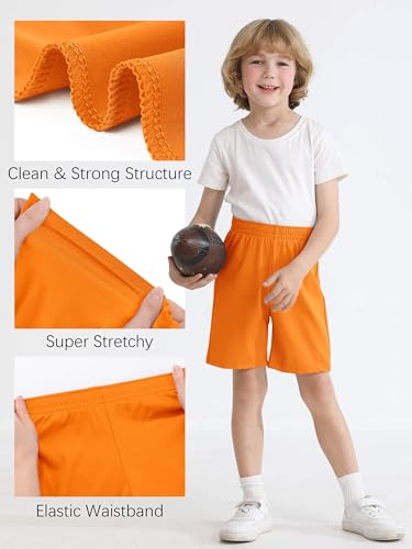 Resinta Toddler Boy Shorts 4-Pack Athletic Soccer Basketball Summer Pull-On, Black Navy Blue Orange Sky Blue 3T