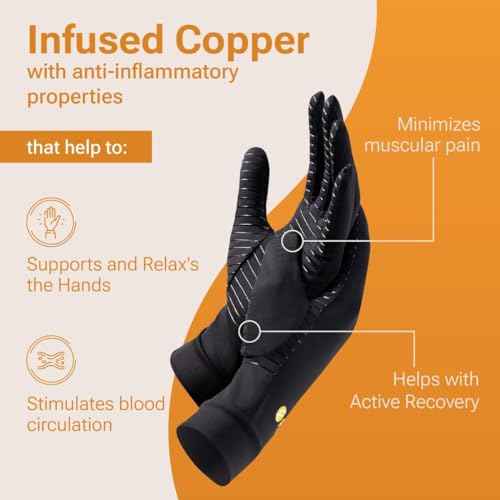 Fititude: Copper Compression Pair of Full Finger Gloves helps You Recover from Arthritis, Swelling, Joint and Hand Pain